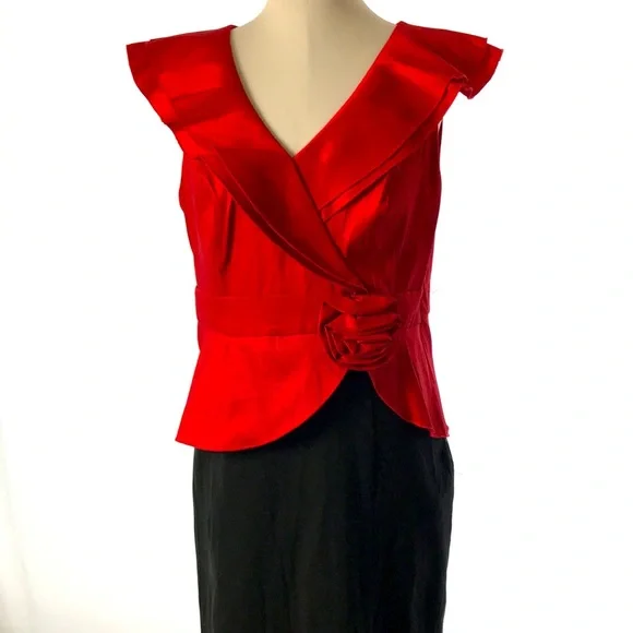 ❤️ Women’s Vintage MISS KIM Long Red & Black Formal Prom Sleeveless Dress Size? - Picture 1 of 11